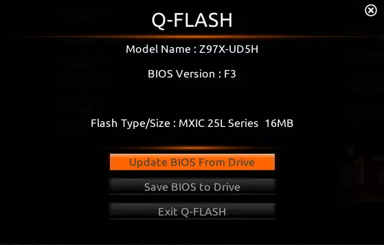 Diweddariad BIOS gyda Flash Utility