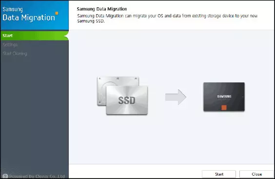 Перанос Windows на SSD ў Samsung Data Migration