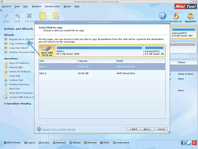 How to transfer Windows to another disc in Minitool Partition Wizard