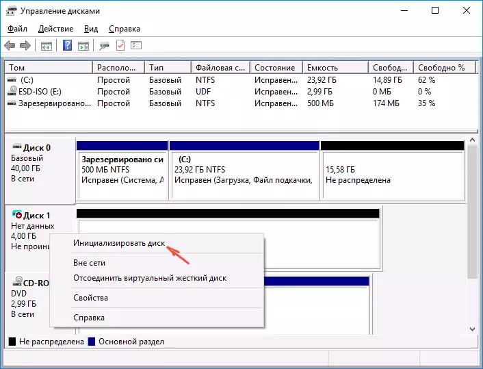 Festplatteninitialisierung in Windows 10