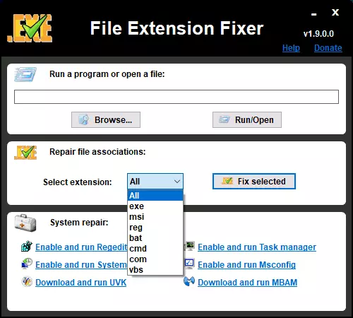 Programme de fixation d'extension de fichier