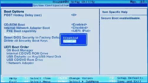 Desactivar o arranque seguro no portátil HP