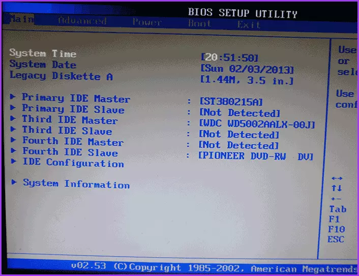 Utility AMI BIOS Nastavení