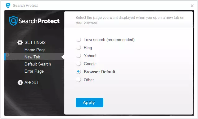 SEARCH PROTECT settings