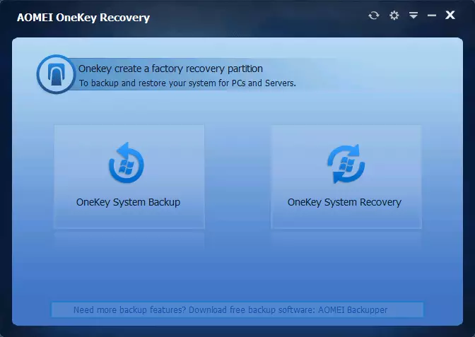 Hovedvindue Aomei OneKey Recovery