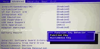 Settings of the Fn keys for Dell laptops in BIOS