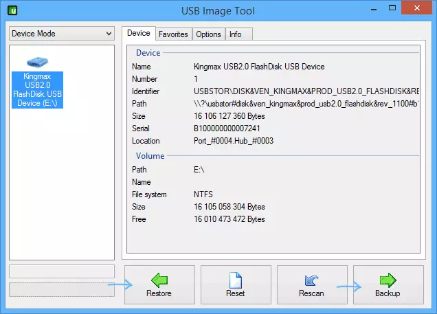 Creating an image in USB Image Tool