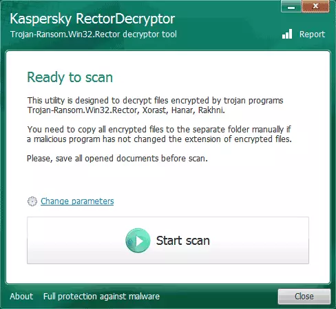 Utility sa decryption gikan sa Kaspersky