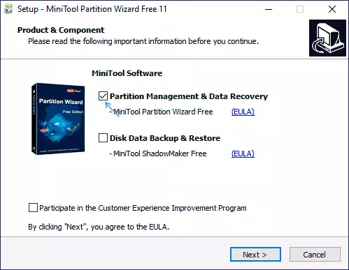 Installing Minitool Partition Wizard Free