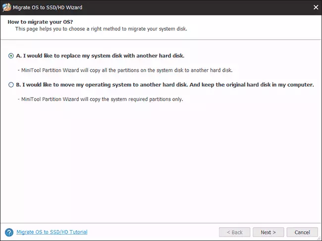 Dos opciones de transferencia de Windows 10 en SSD o HDD