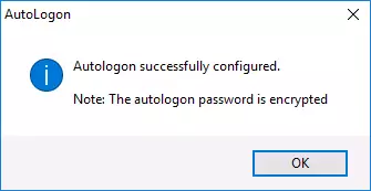 Automatic login enabled