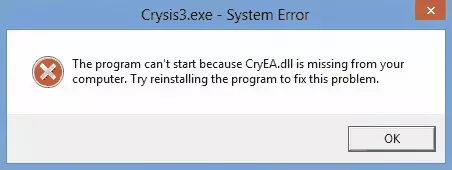 Errorea joko Crysis 3 abiaraztean