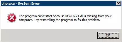 Msvcr71.dll error.