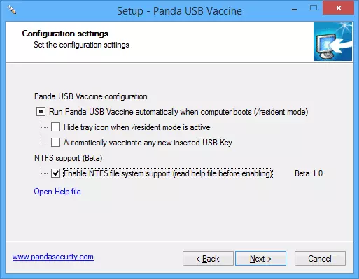 Ўстаноўка Panda USB Vaccine