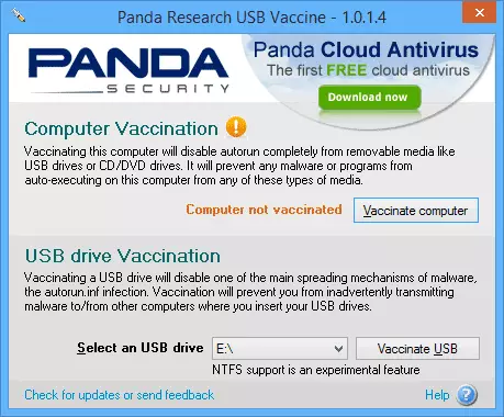 Абарона флэшкі ад вірусаў у Panda USB Vaccine