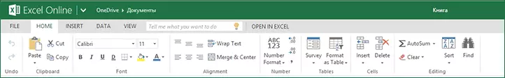 Excel Online Araç Çubuğu