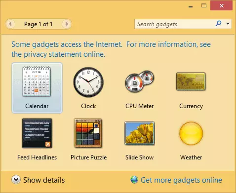 Gadgets accessibles Desktop
