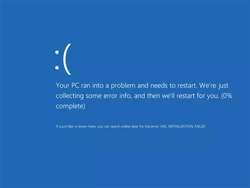 Layar maot biru dina Windows 8