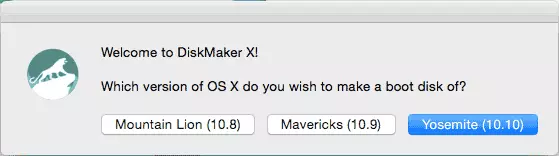 Diskmaker X-en OS X Yosemite-rekin USB sortuz