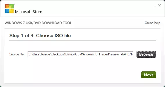 Rekodi ISO kwa diski katika USB DVD Download Tool.