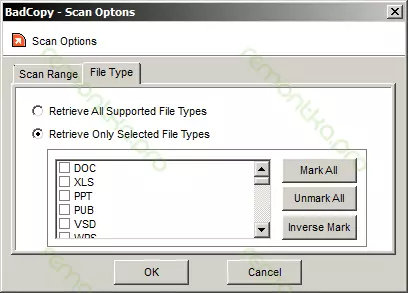 Select file types for recovery
