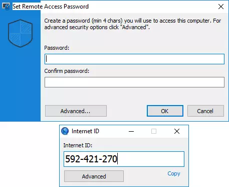 Contrasinal e ID para acceso remoto