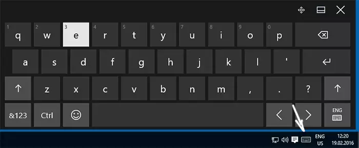Spustenie klávesnice na obrazovke z panela úloh